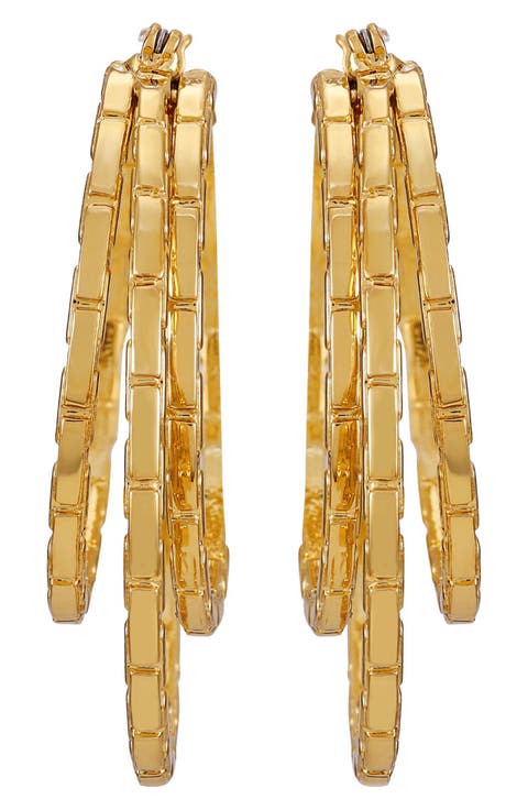 Textured Layered Triple Hoop Earrings