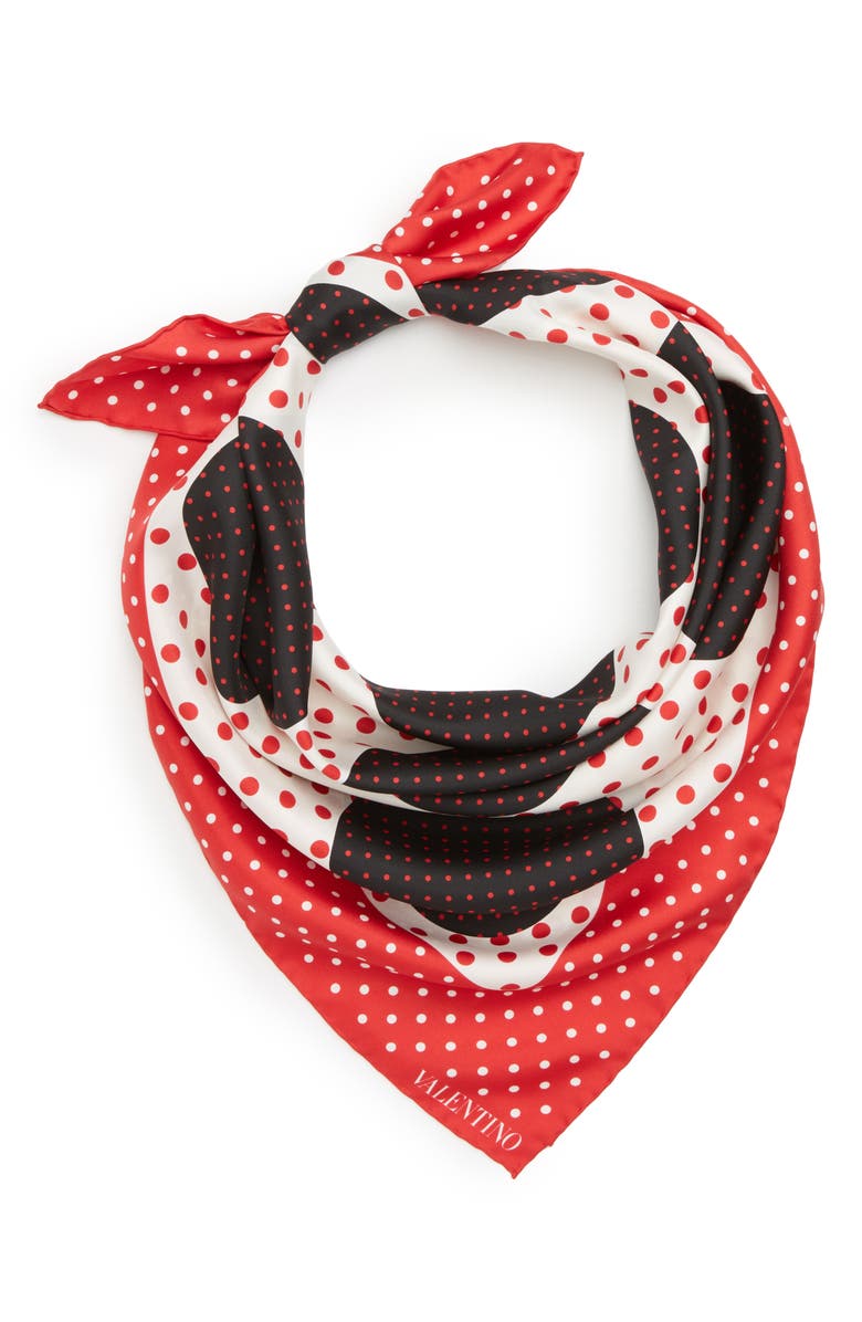 Valentino Garavani Valentino Classic Dot Silk Scarf, Alternate, color,