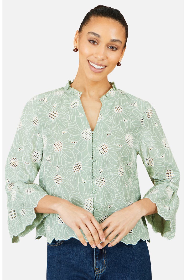 100% Cotton 3/4 Sleeve Shirt, Alternate, color, Green