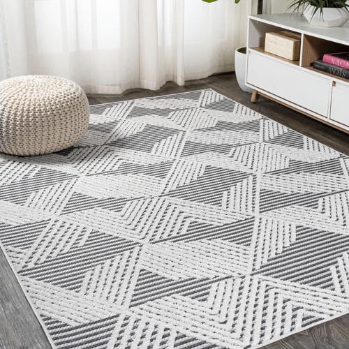 Jonathan Y Jazz High-low Pile Art Deco Geometric Indoor/outdoor Area Rug In Black/ivory
