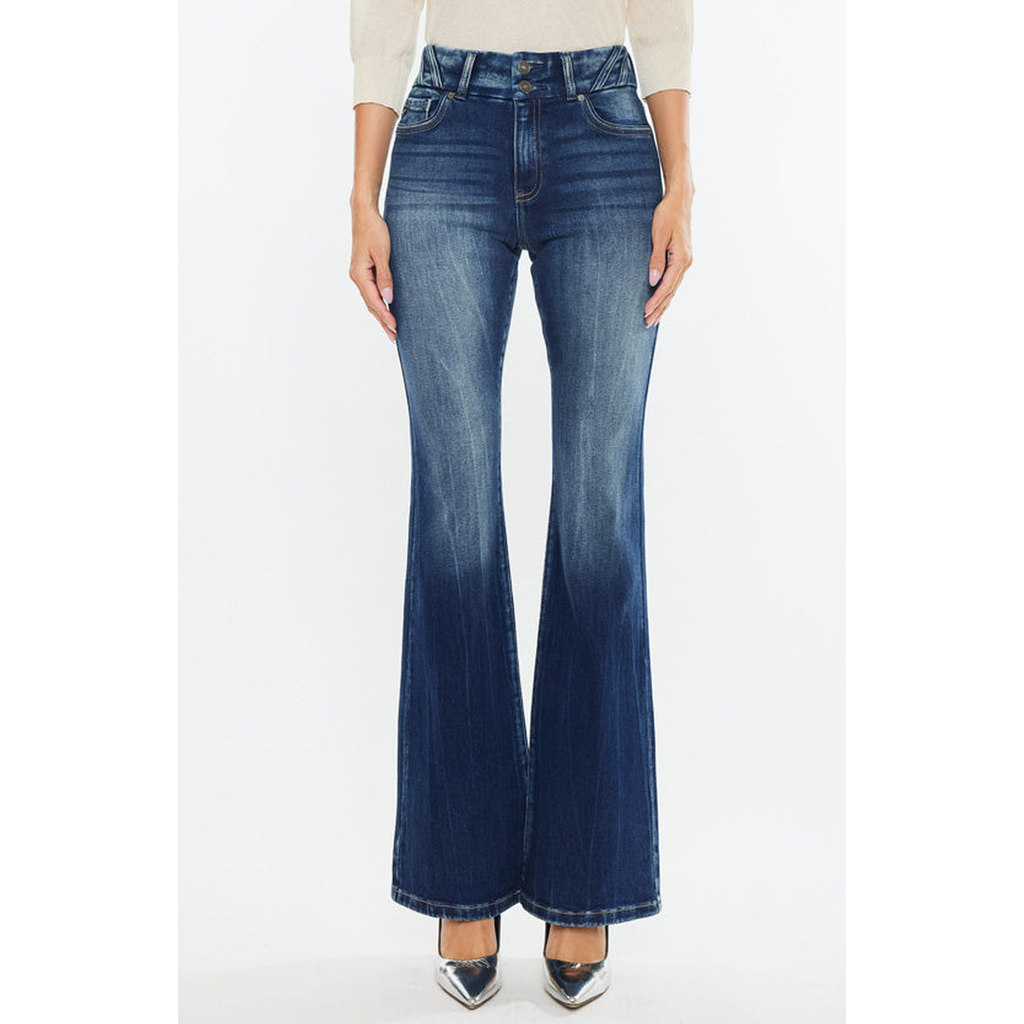 Kancan Michelle High Rise Flare Jeans In Dark Wash