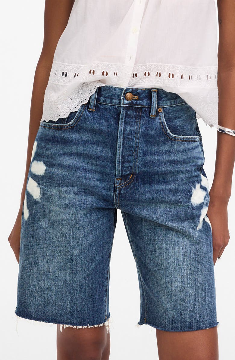 Madewell Essex Long Baggy Shorts, Main, color, Shibori Wash