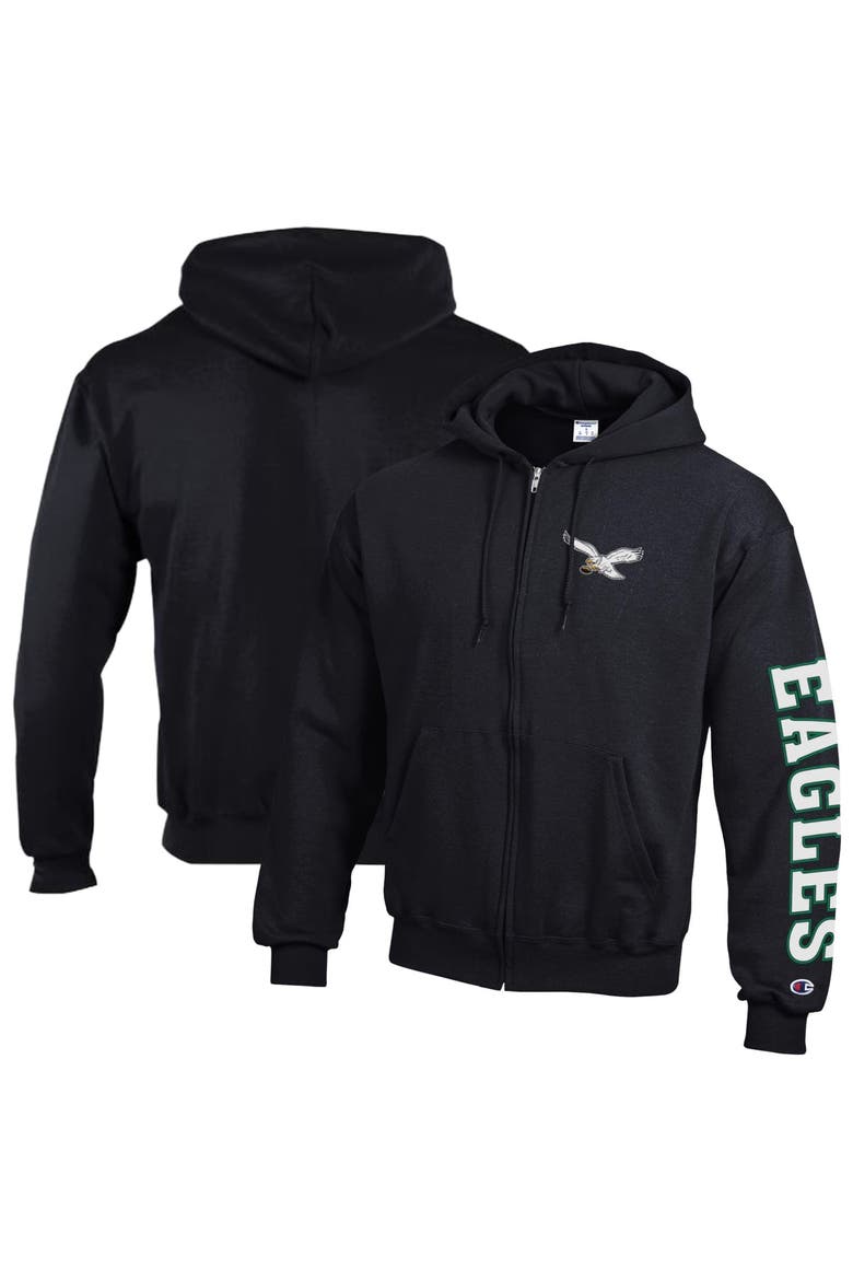 Men's Champion  Black Philadelphia Eagles Powerblend Fleece Full-Zip Hoodie, Main, color, Black