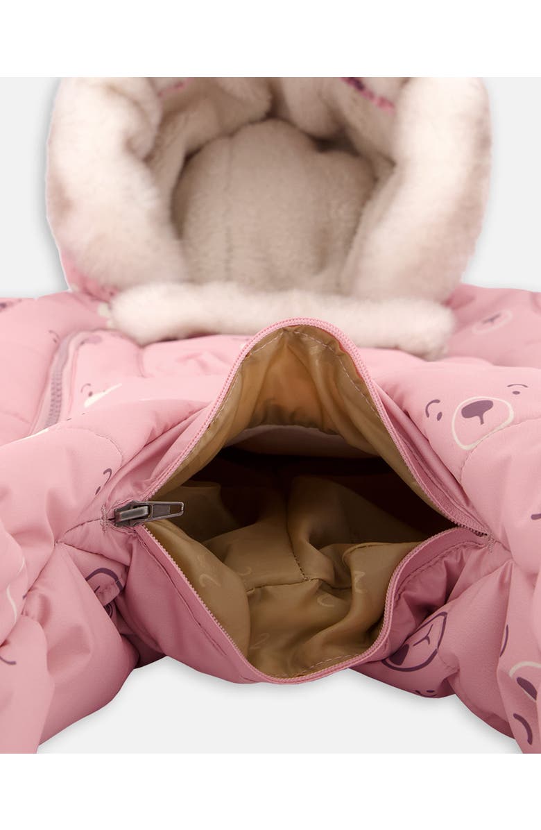 Deux par Deux Baby Girl's One Piece Baby Snowsuit Pink Bears Designed For Car Seat, Alternate, color, 