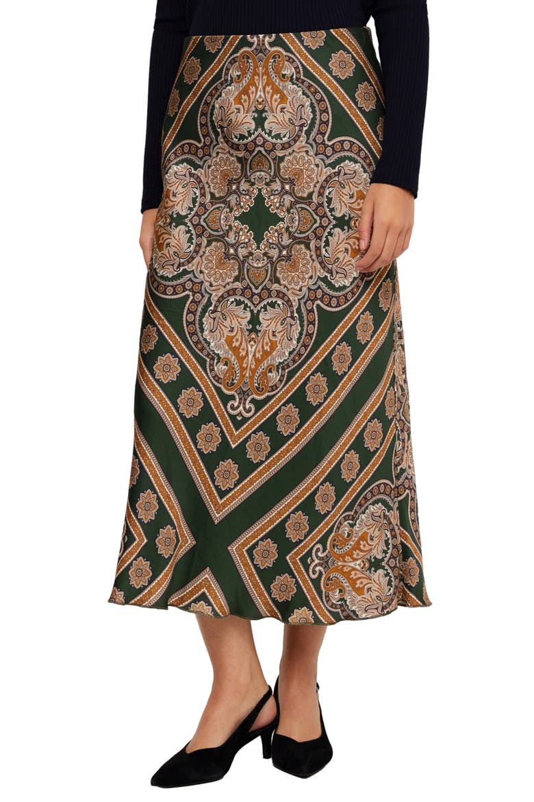 Bias Cut Midi Skirt, Main, color, PRINT