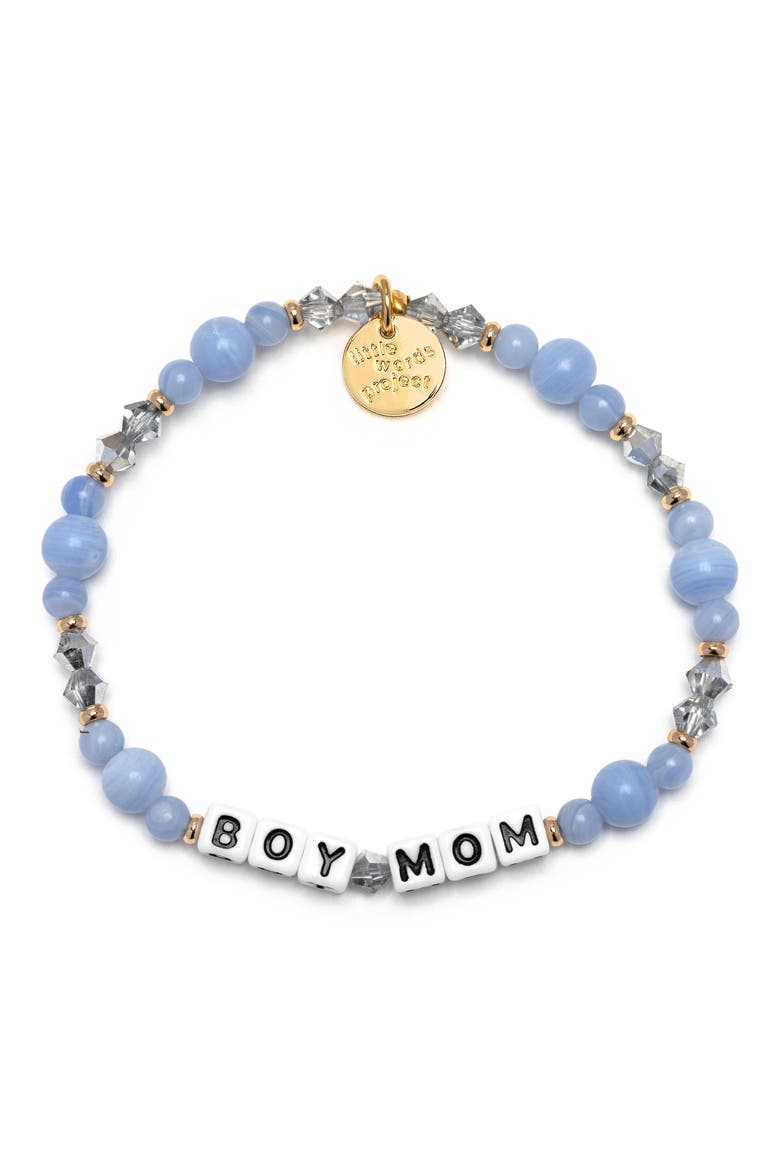 Boy Mom Beaded Stretch Bracelet, Main, color, WHITE