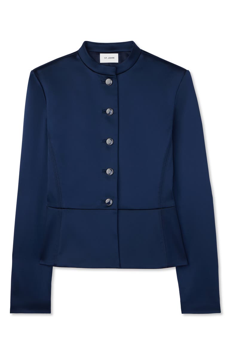 St. John Collection Stretch Satin Peplum Jacket, Alternate, color, 