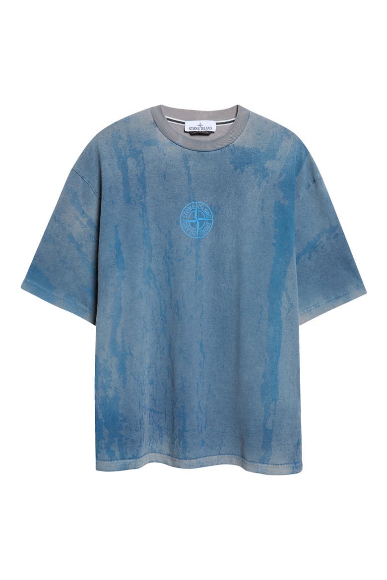 Texture Print Cotton T-Shirt, Alternate, color, V0060 GREY BLUE