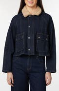 Habitual Faux Shearling Collar Crop Barn Jacket
