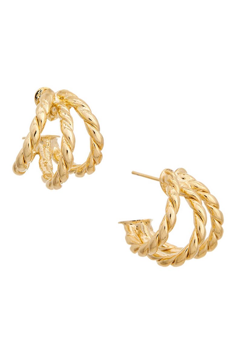 Twisted Triple Hoop Earrings, Main, color, YELLOW