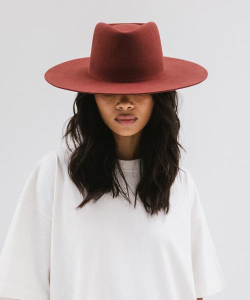 Gigi Pip Dakota Wide Brim Felt Hat In Rusty Red