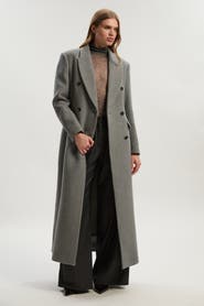 Karen Millen Wool Double Breasted Tailored Maxi Coat