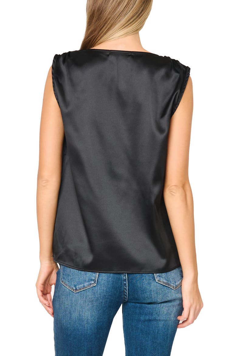 Reverly Cinch Shoulder Sleeveless Satin Top, Alternate, color, BLACK