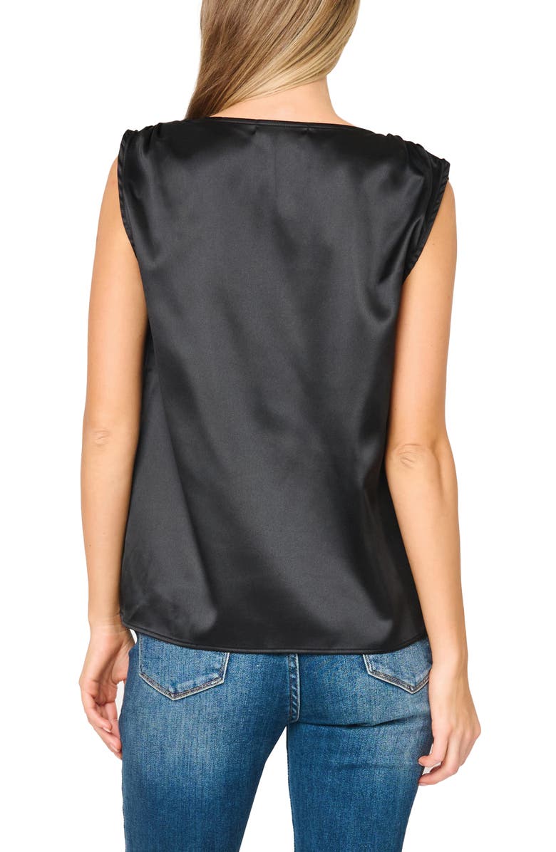 GIBSONLOOK Reverly Cinch Shoulder Sleeveless Satin Top, Alternate, color, Black