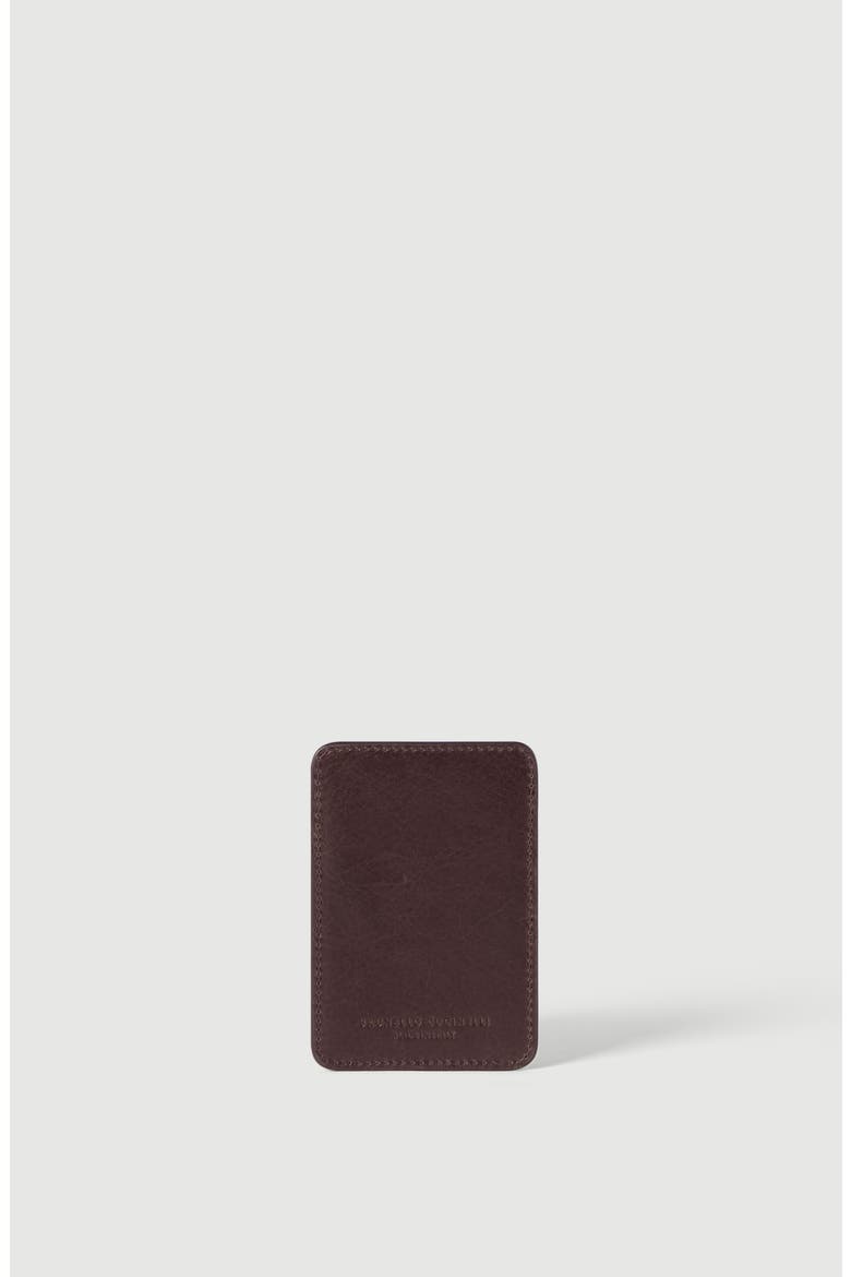 Grained leather magnetic card holder, Alternate, color, Brown