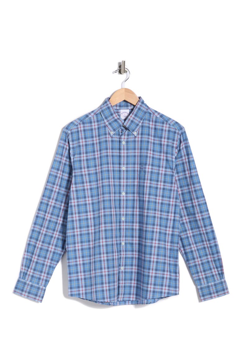 Plaid Long Sleeve Cotton Button-Down Shirt, Alternate, color, BLUE MULTI