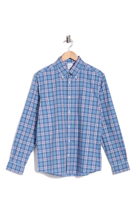Plaid Long Sleeve Cotton Button-Down Shirt