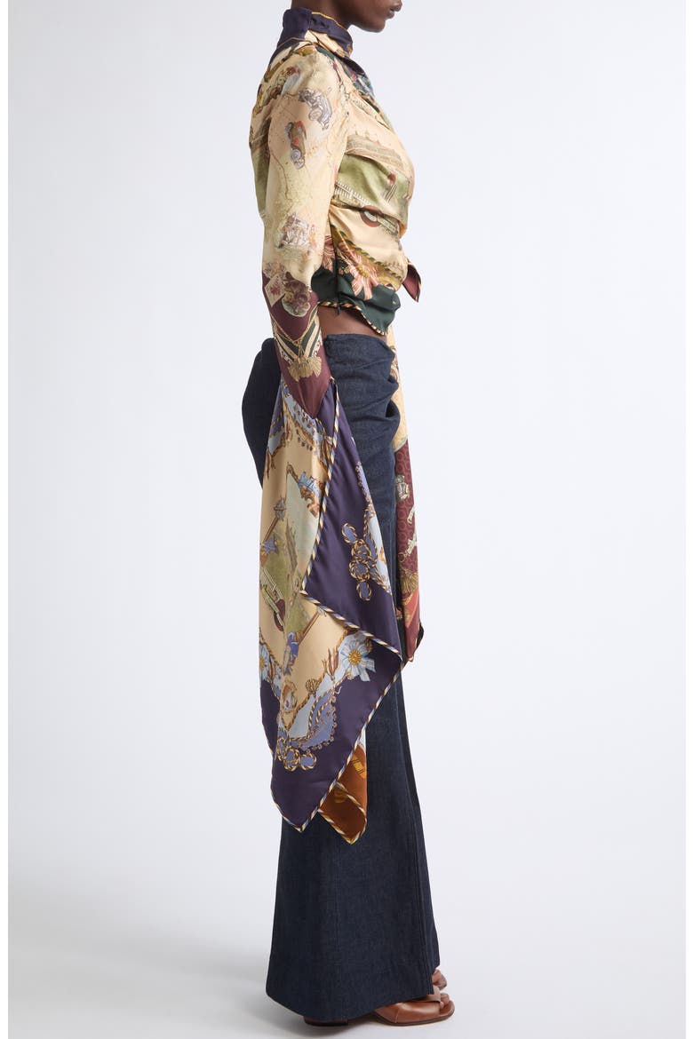 Valiant Print Draped Silk Twill Scarf Top, Alternate, color, SPLICED SCARVES