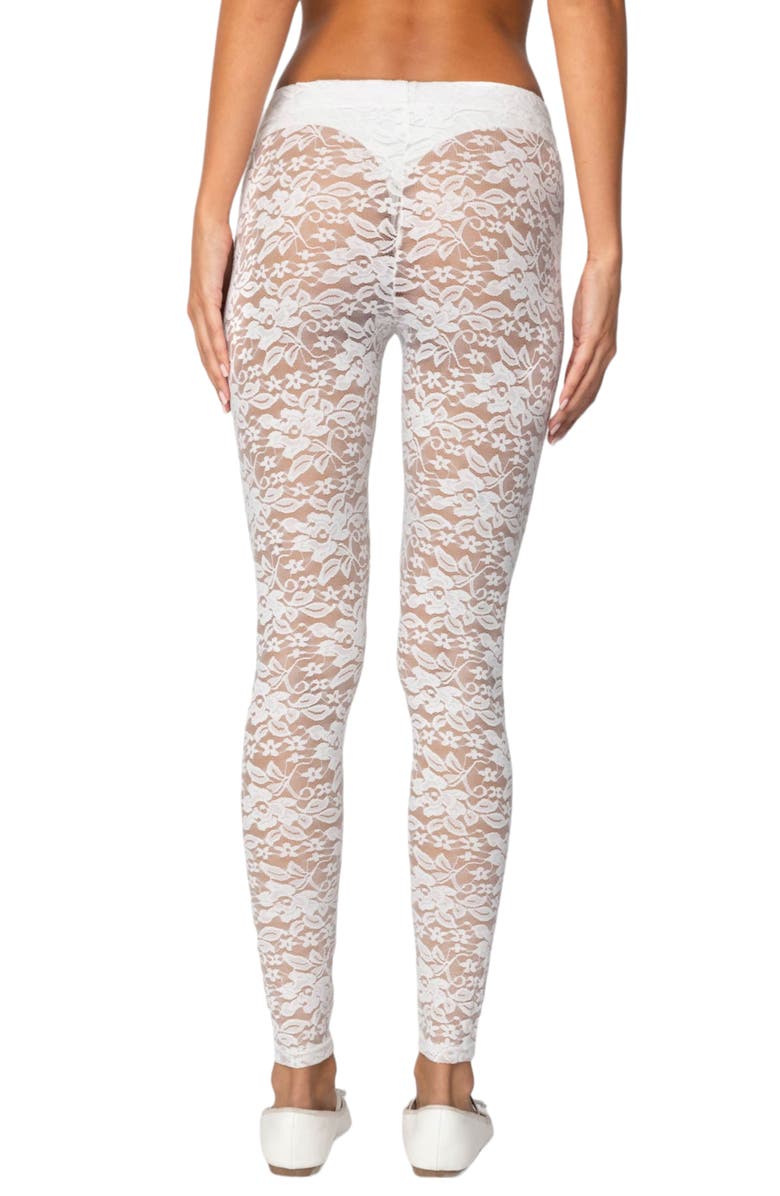 EDIKTED Sheer Lace Leggings, Alternate, color, White
