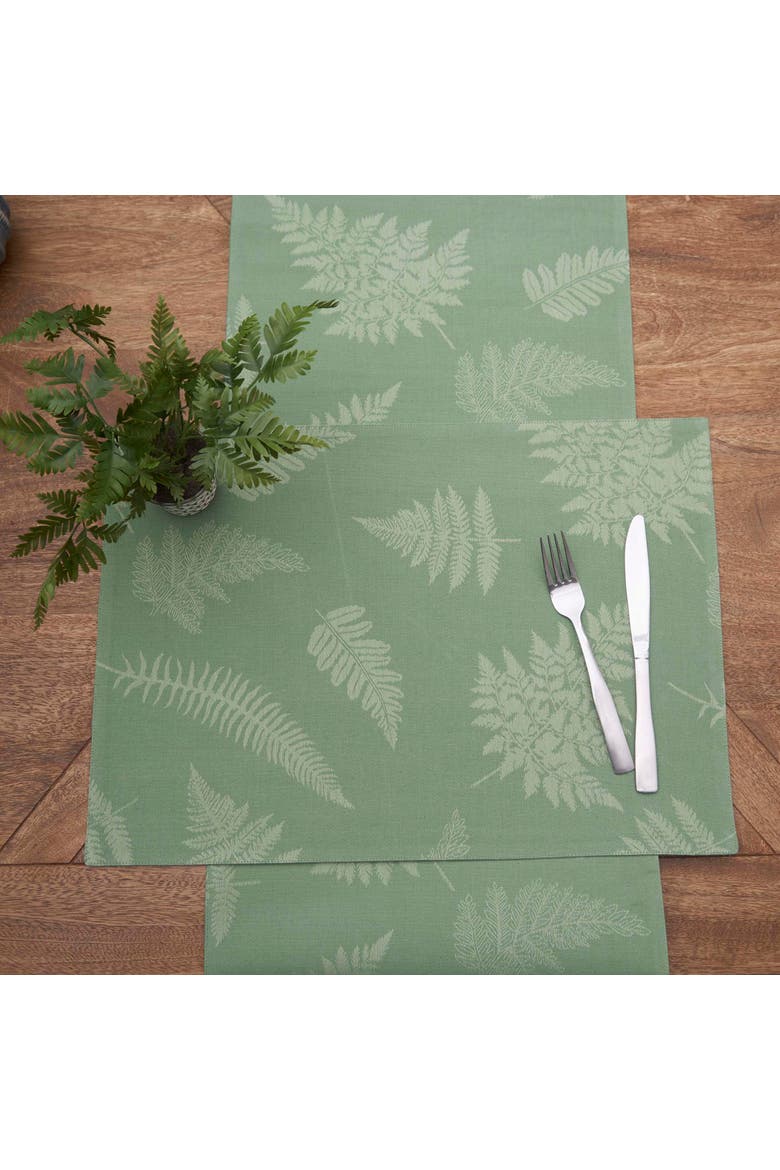 Green Botanical Fern 100% Cotton Set of 6 Placemats 14" x 20", Alternate, color, Green