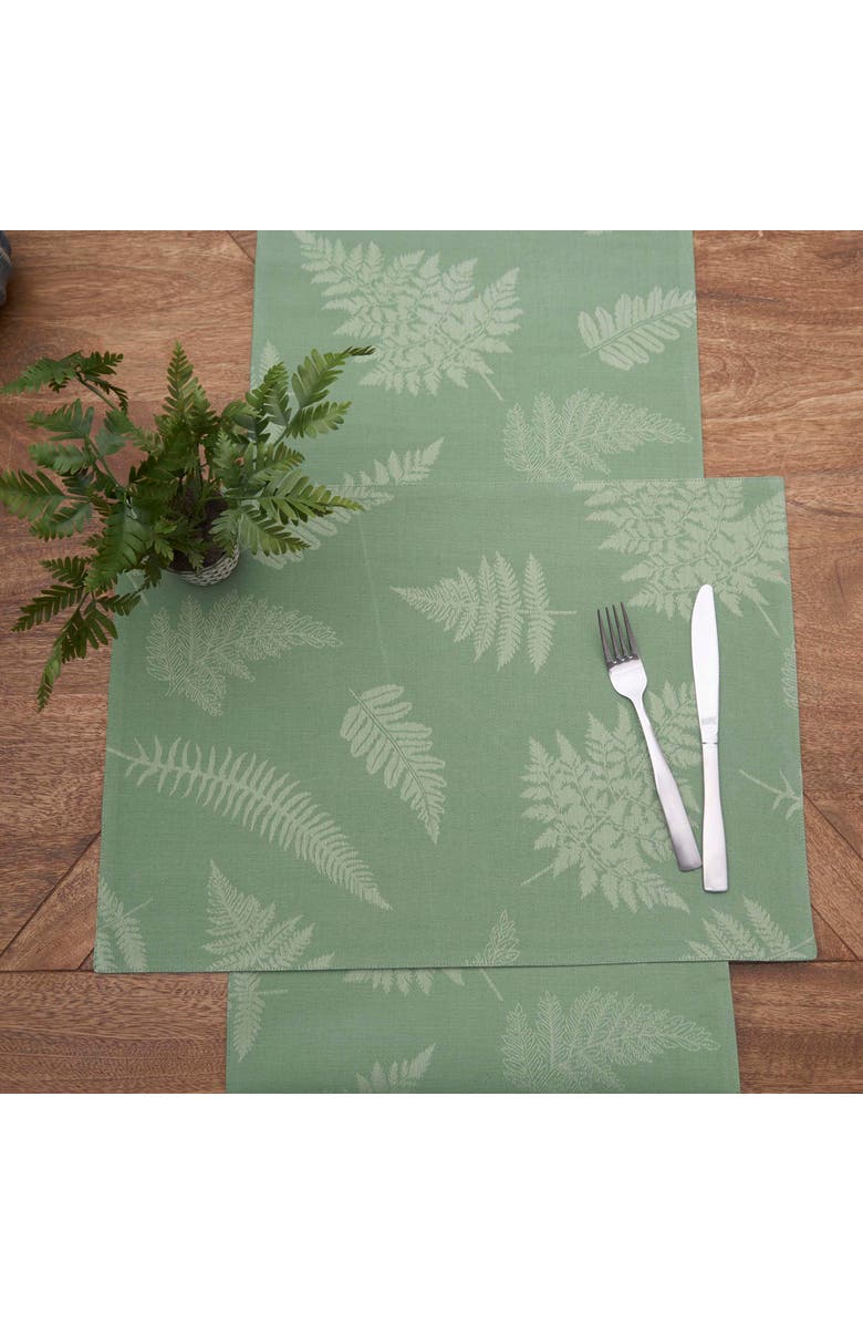 C&F Home Botanical Fern Jacquard Reversible Machine Washable Jacquard Placemats Set of 6, Alternate, color, Green
