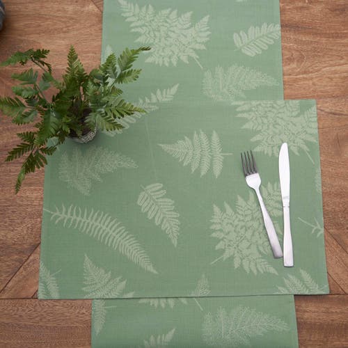 C & F Home C&f Home Botanical Fern Jacquard Reversible Machine Washable Jacquard Placemats Set Of 6 In Green