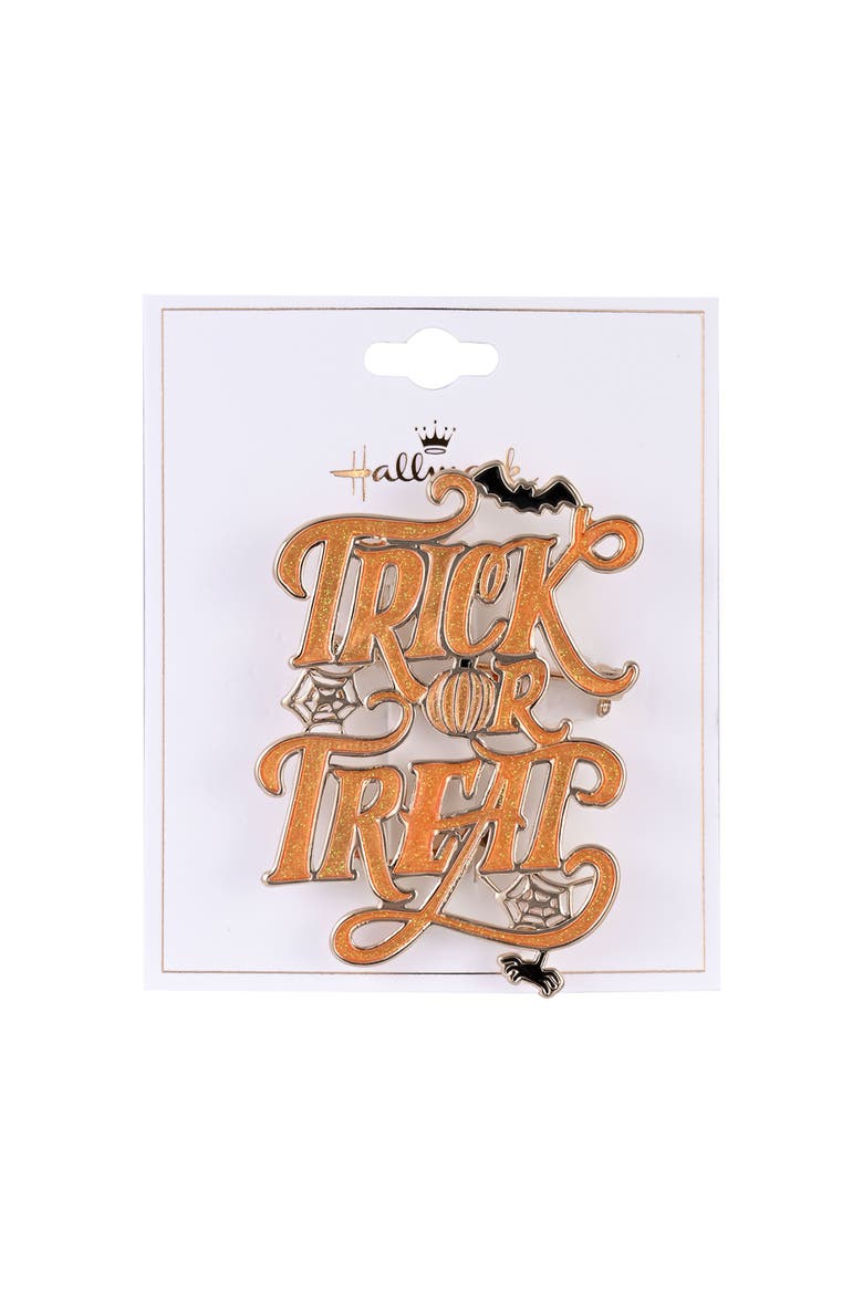 Halloween Trick or Treat Enamel Pin, Alternate, color, Orange