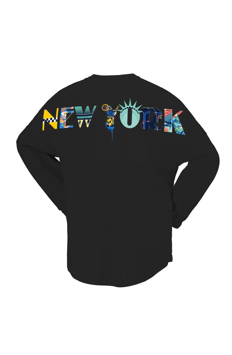 SPIRIT JERSEY Women's Spirit Jersey Black New York Liberty Oversized Preppy City Long Sleeve T-Shirt, Alternate, color, Black