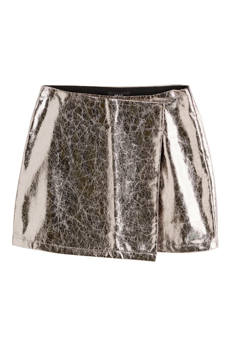 Metallic Faux Leather Miniskirt, Main, color, METAL