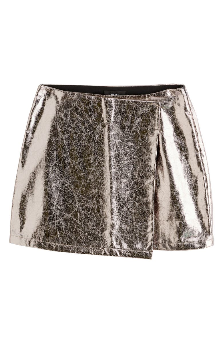 NEXT Metallic Faux Leather Miniskirt, Main, color, Metal