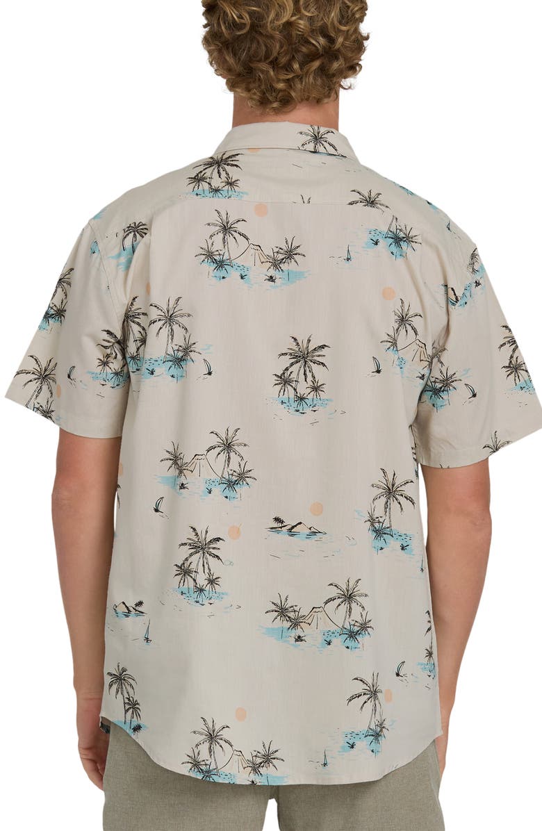 Billabong Sundays Short Sleeve Cotton Blend Button-Up Shirt, Alternate, color, Fog