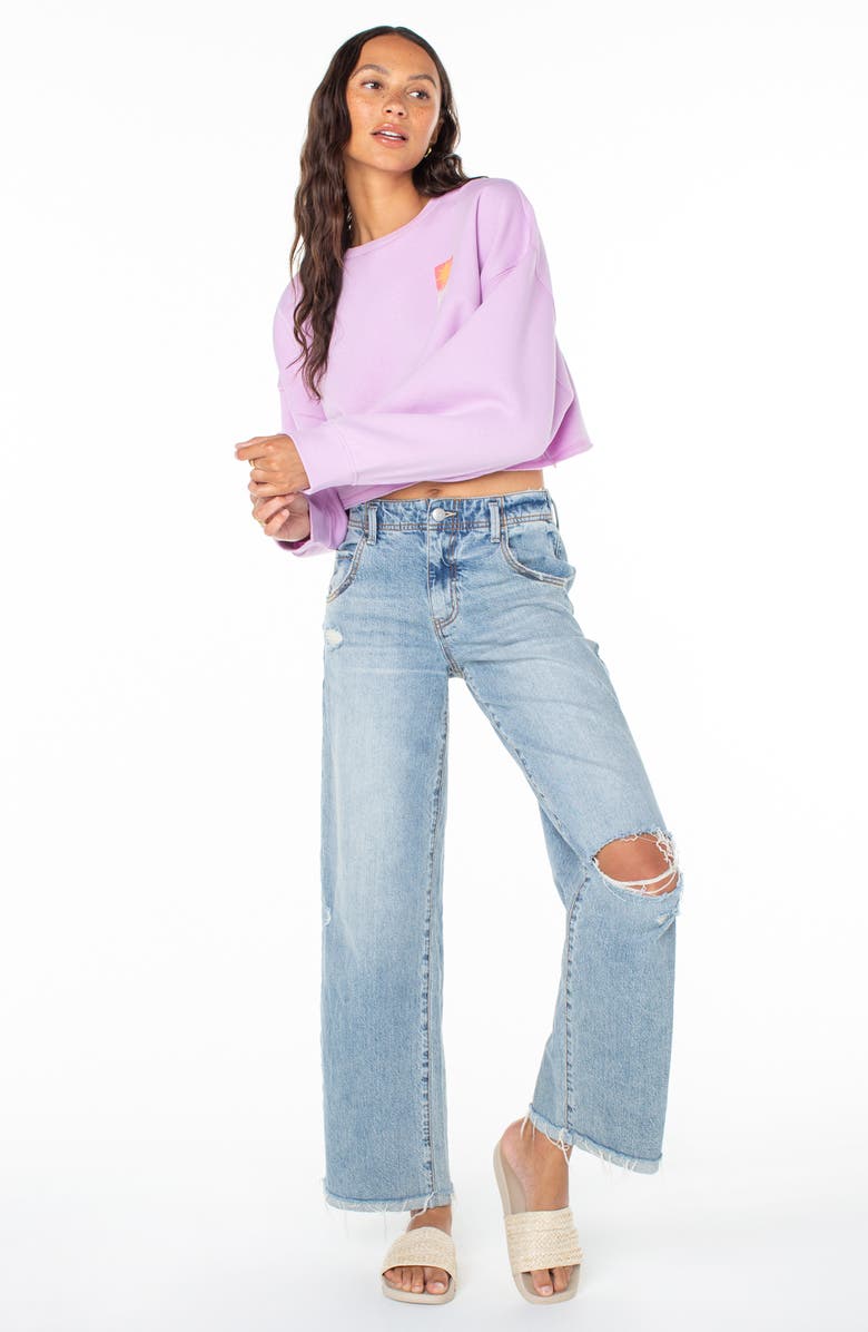 Roxy Morning Hike Graphic Crop Sweatshirt, Alternate, color, Orchid Bouquet Solid