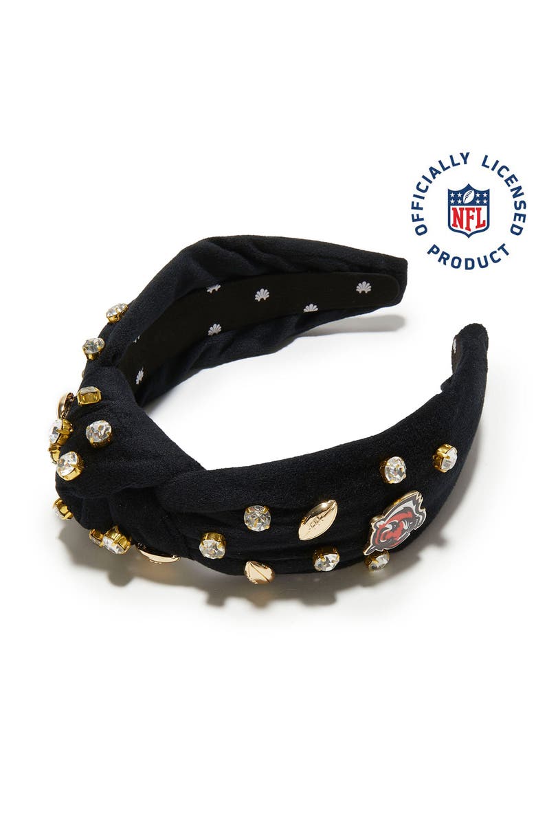 Lele Sadoughi Cincinnati Bengals Embellished Knotted Headband, Main, color, Jet 001