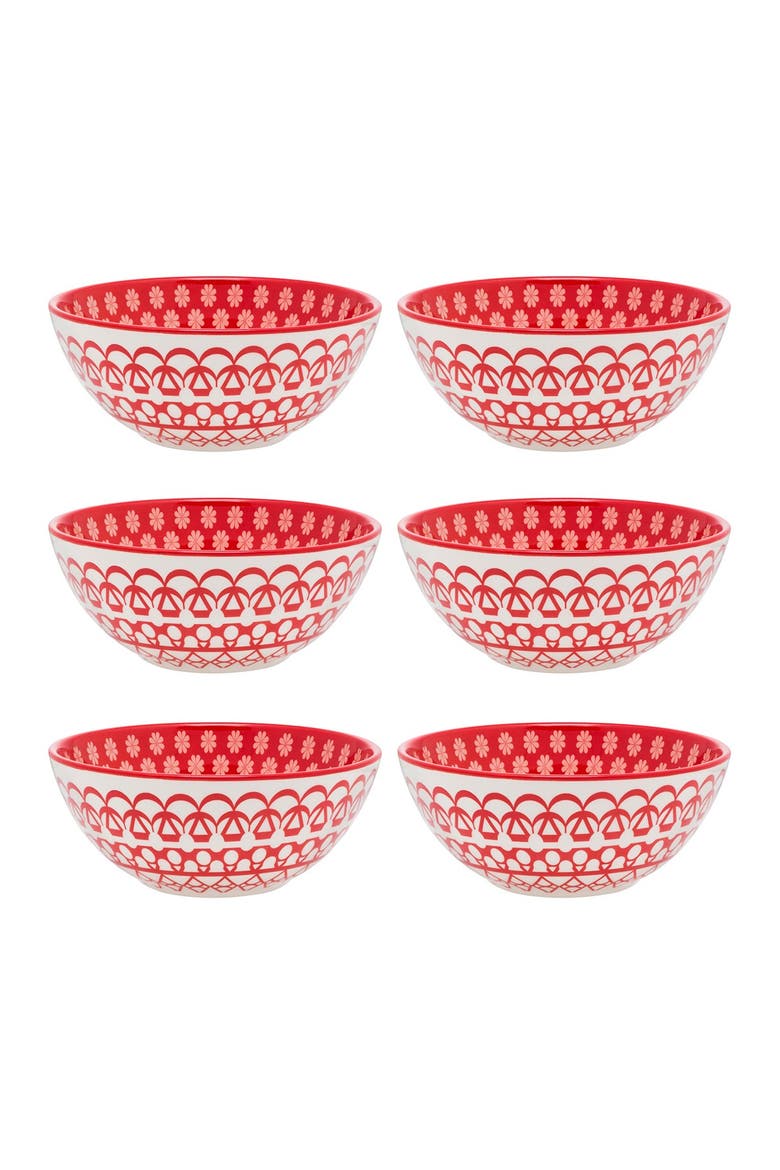 MANHATTAN COMFORT Full Bowl 6 Large Dinner 20.29 oz. Soup Bowls - Red ...
