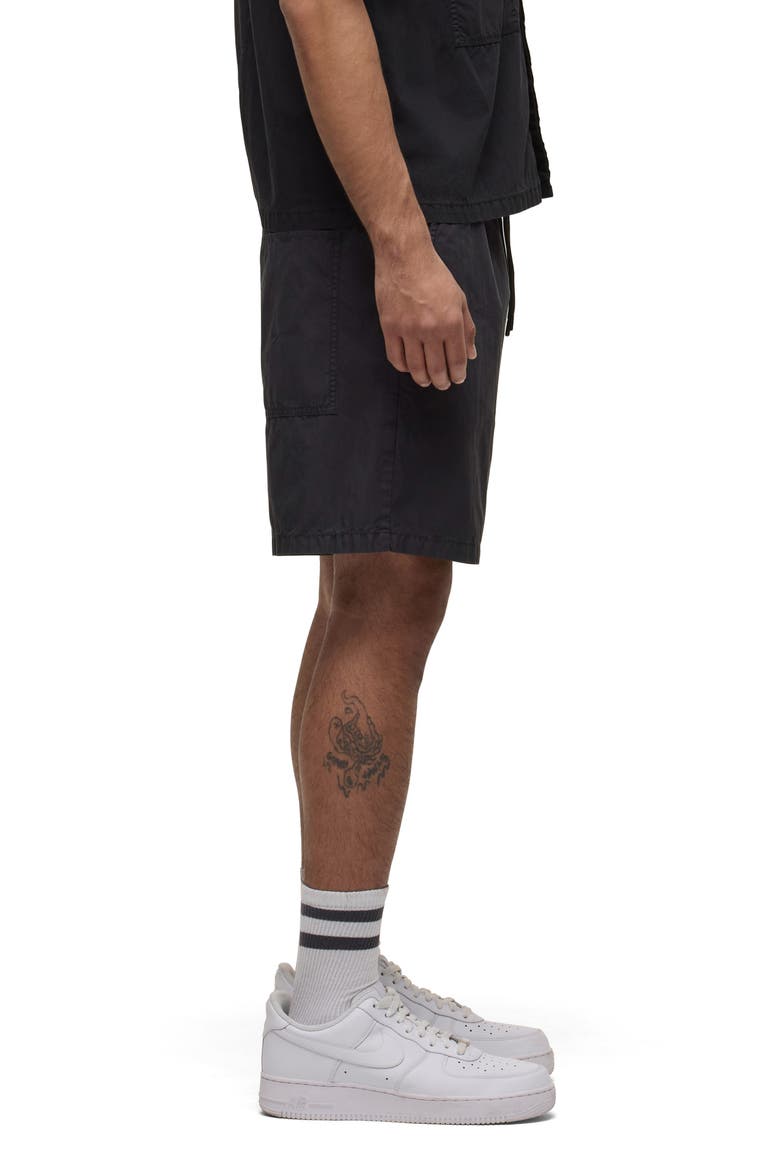 Cotton & Nylon Drawstring Shorts, Alternate, color, BLACK
