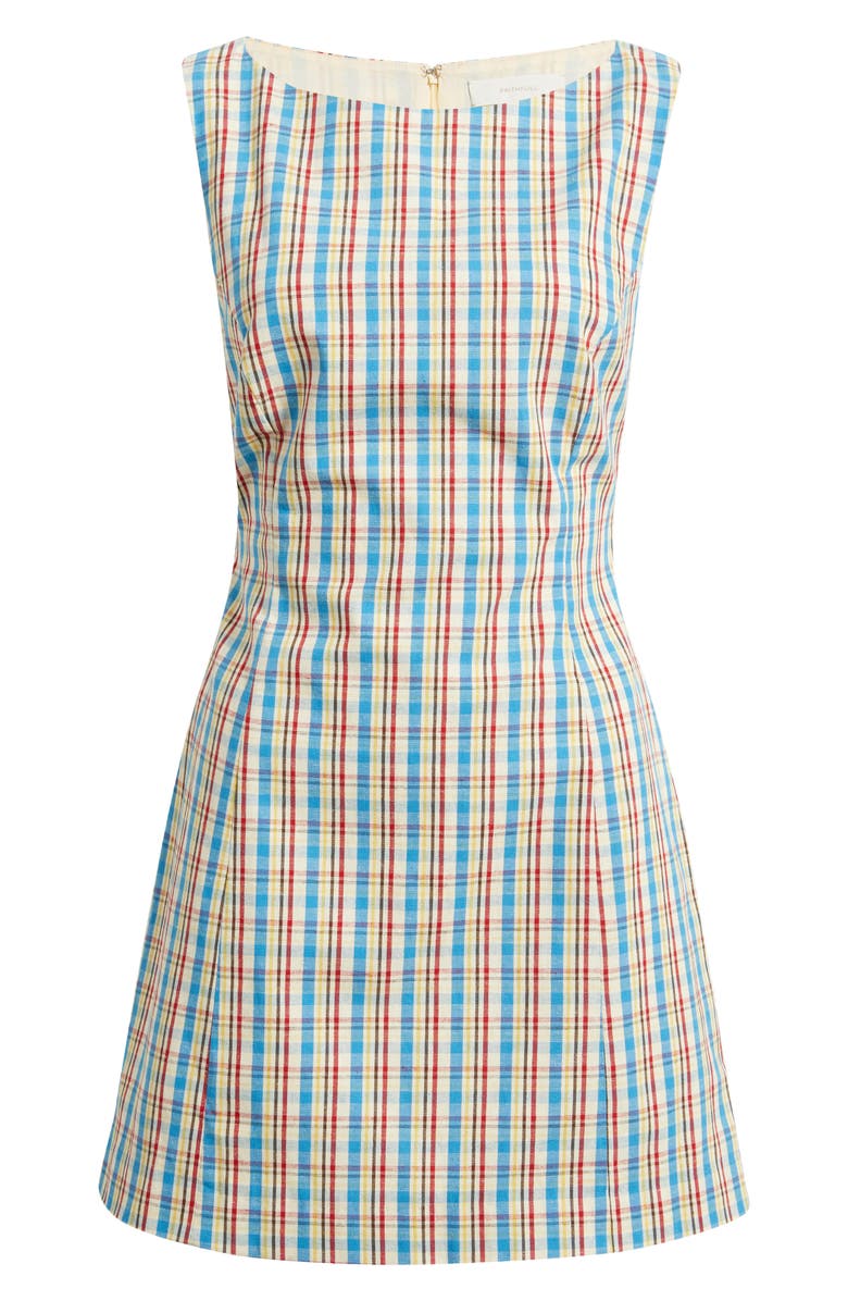 Faithfull the Brand Lydie Check Cotton & Linen Minidress, Alternate, color, Sofia Check