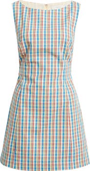 Faithfull the Brand Lydie Check Cotton & Linen Minidress