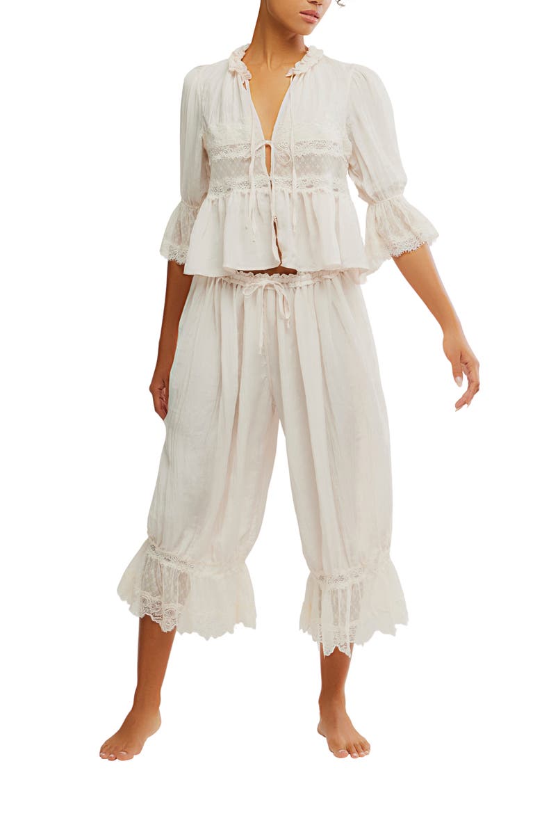 Free People Forever Young Lace Accent Tie Front Top, Alternate, color,