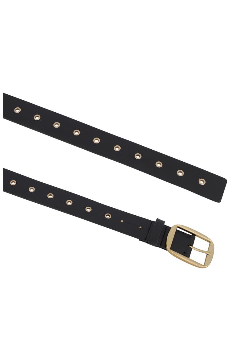 Leather Eyelet Belt, Alternate, color, BLACK WARM BRASS