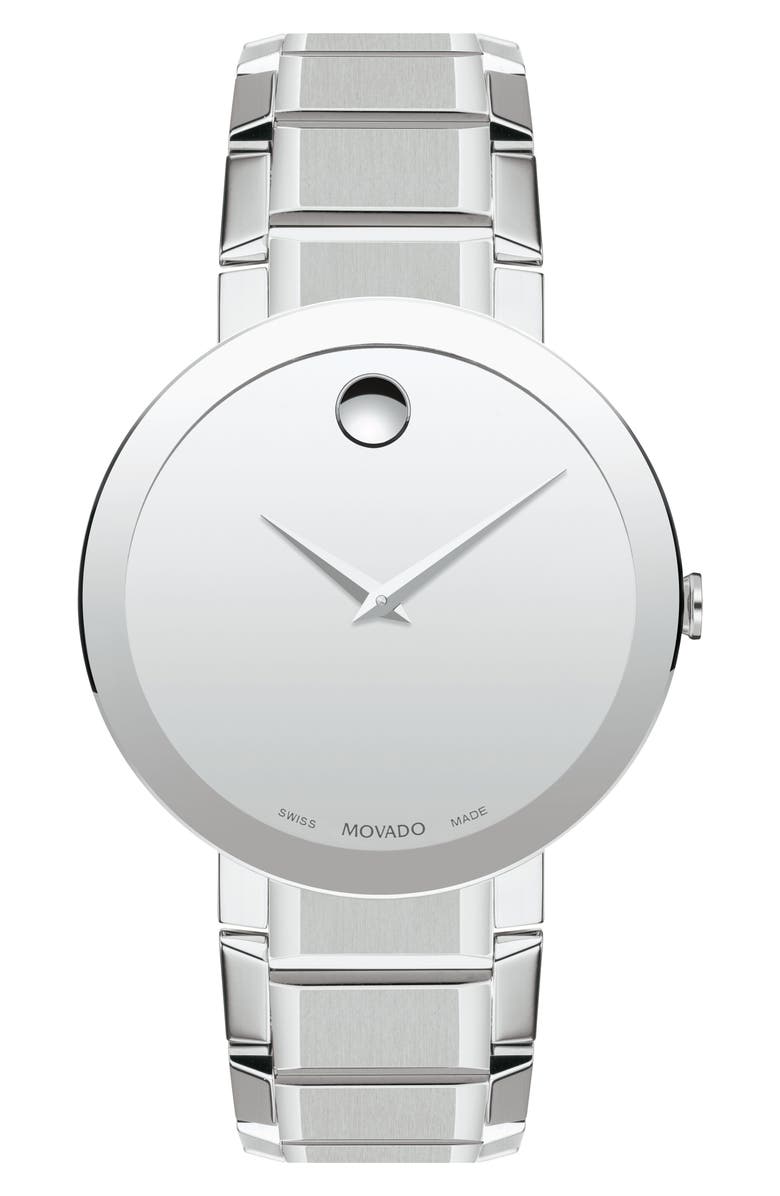 Movado Sapphire Bracelet Watch, 39mm, Main, color, Silver