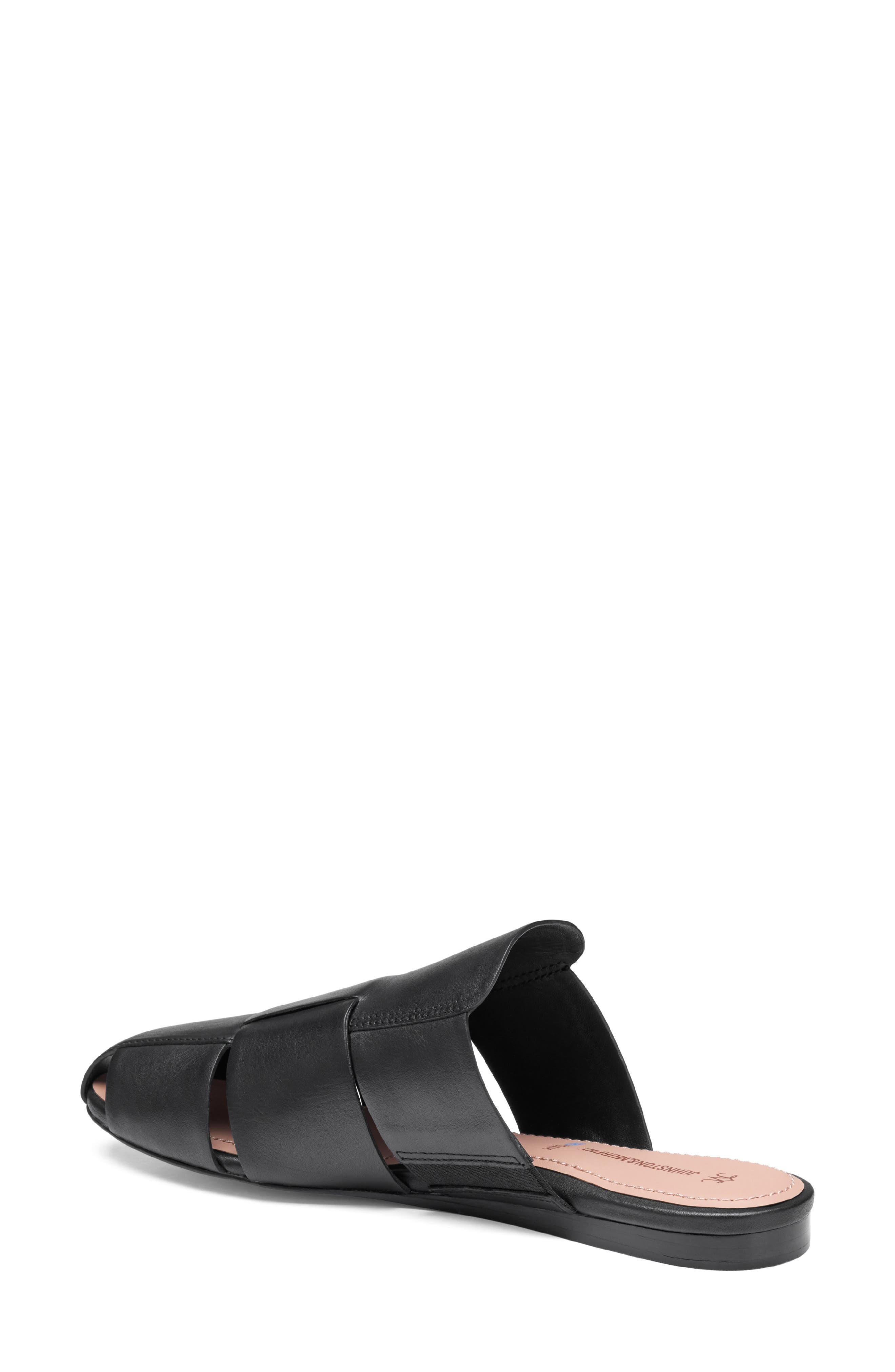 Johnston & Murphy Claire Leather Fisherman Mule Sandal, Alternate, color, Black Nappa Leather