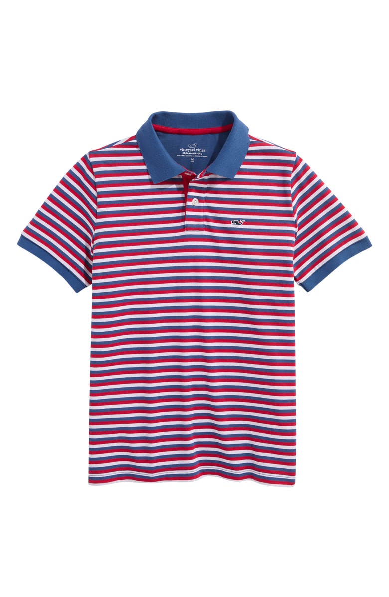 vineyard vines Kids' Edgartown Piqué Polo, Main, color, Red White Blue