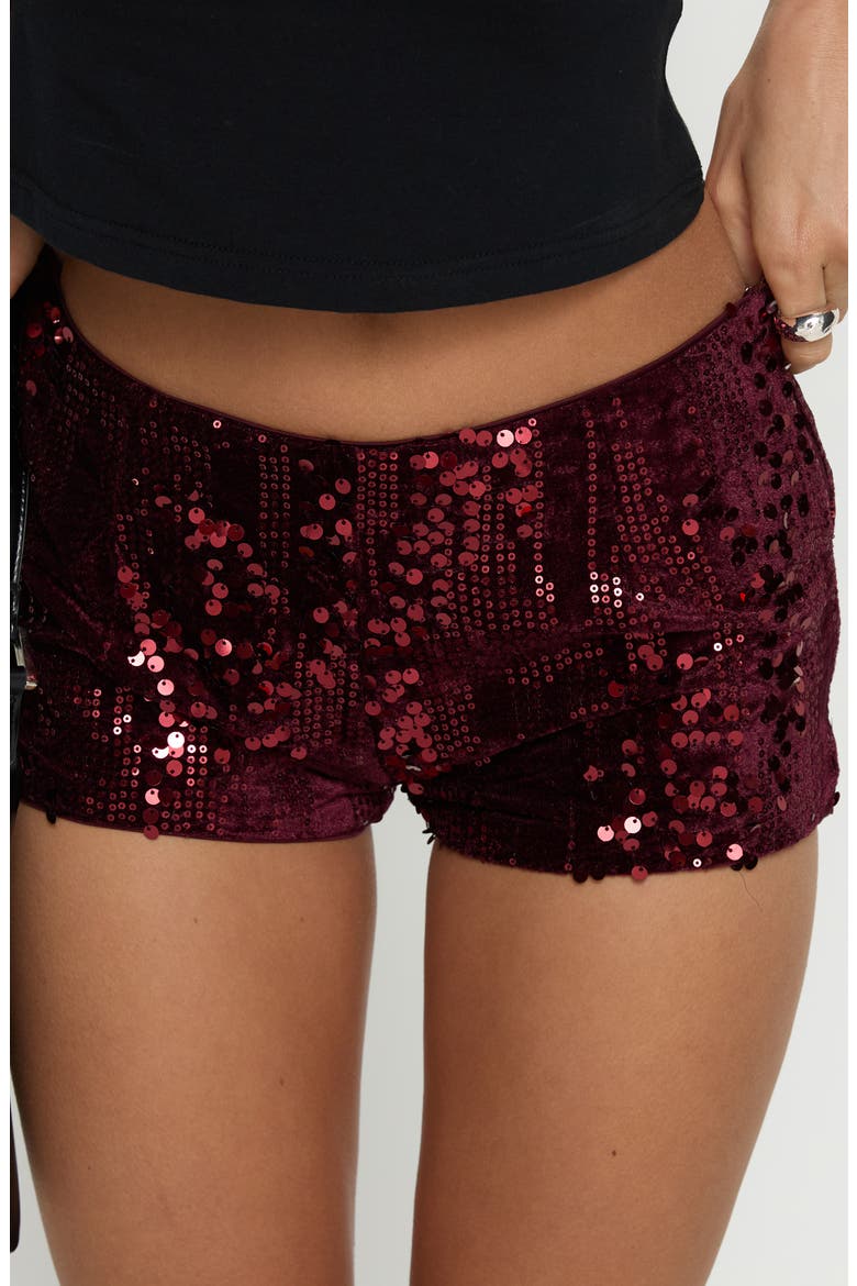 Showtime Micro Sequin Shorts, Alternate, color, BURGUNDY