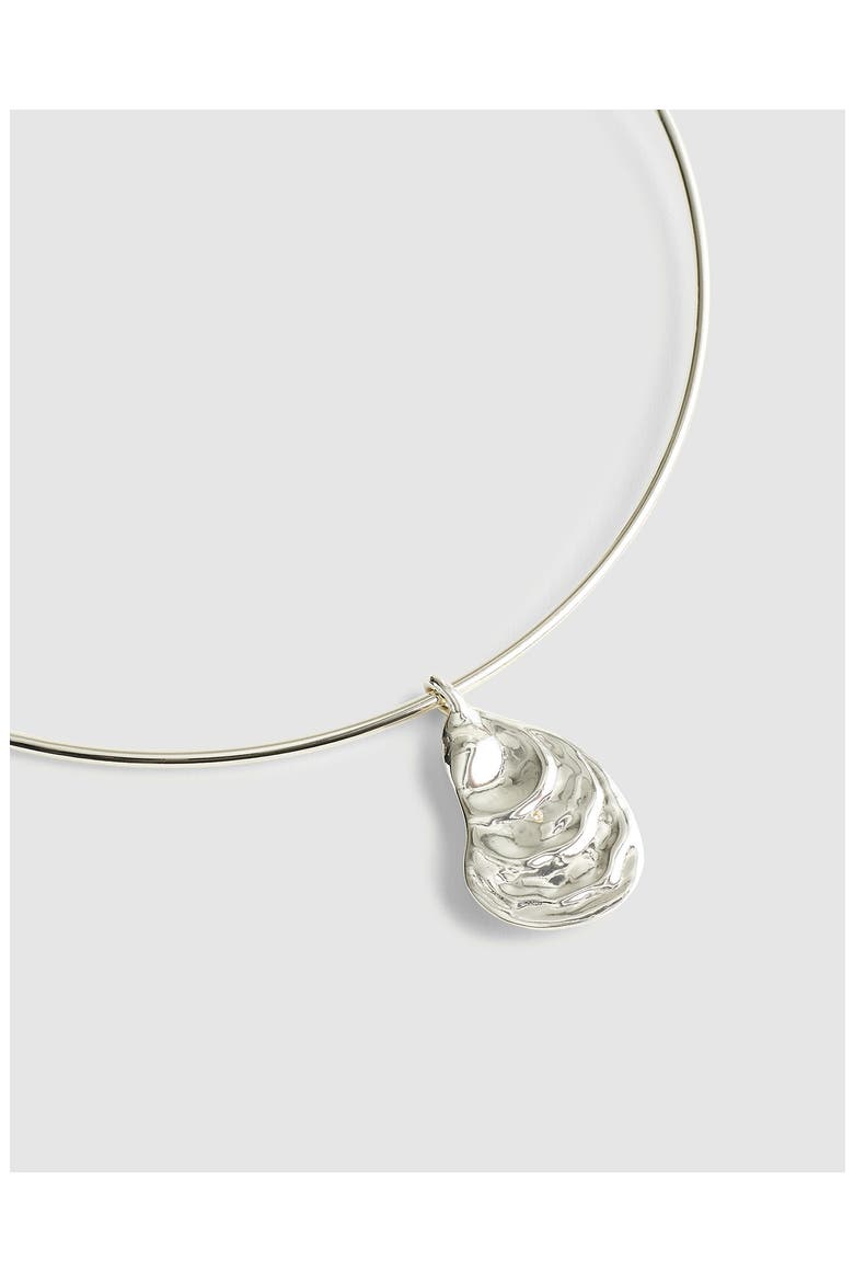 Shell Wire Choker Necklace., Alternate, color, WARM SILVER