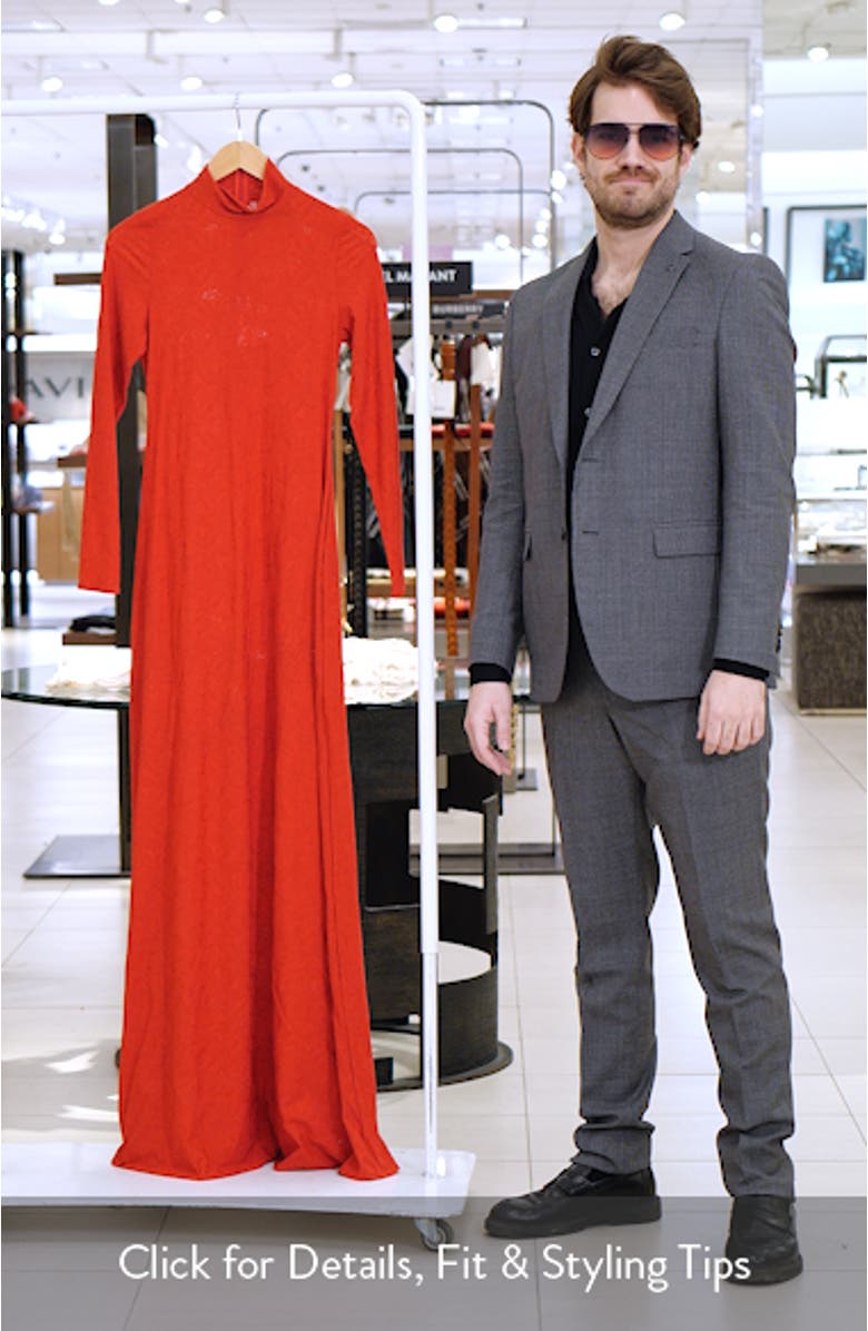 Mock Neck Long Sleeve Lace Maxi Dress, sales video thumbnail