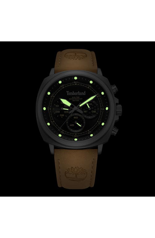 Timberland Williston Multifunction Chronograph Leather Strap Watch, 43.5mm X 46.5mm In Tan
