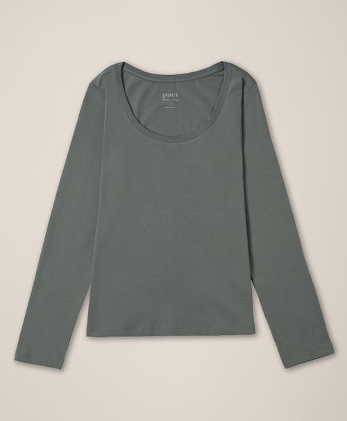 Pact Organic Cotton Softspun Long Sleeve Scoop Neck Tee In Green