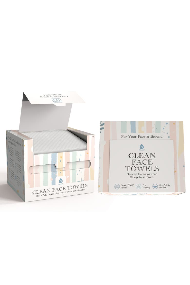 Clean Facial Towels XL Biodegradable Disposable Face Cloths for Sensitive Skin  Ultra Soft, Single-Use, Eco Friendly 50 Pack, Main, color, White