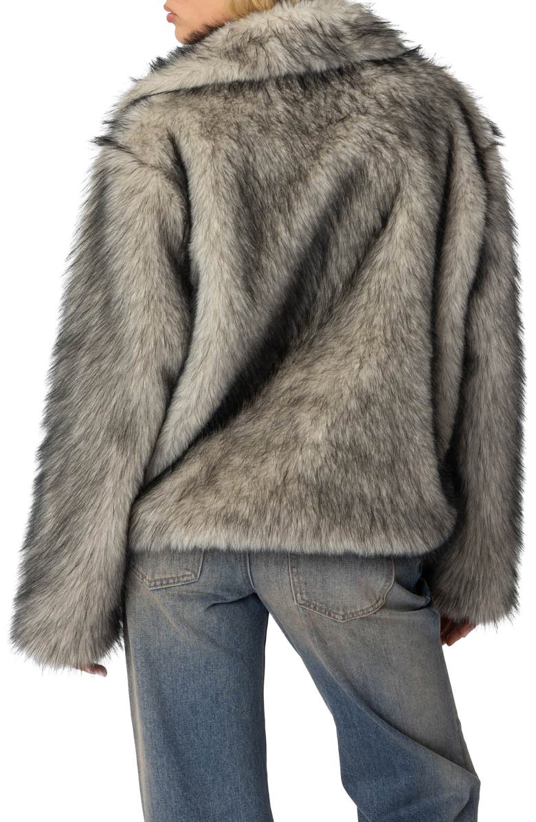 EDIKTED Mob Wife Faux Fur Jacket, Alternate, color, Black-And-White