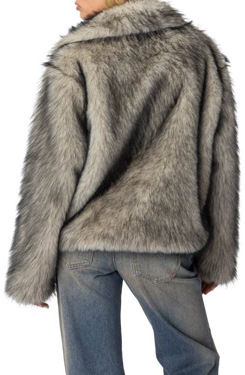Edikted Mob Wife Faux Fur Jacket In Black-and-white